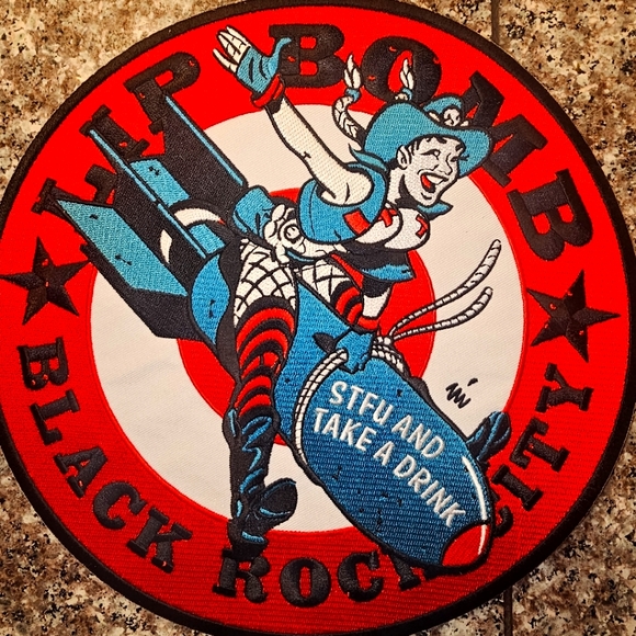 Lip Bomb Bikers Jacket Embroidered 9.5" Patch - Picture 1 of 3